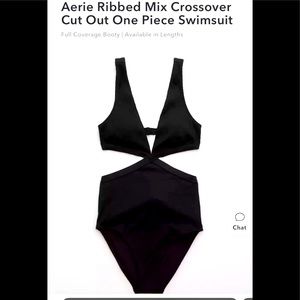 Aerie ribbed mixed crossover cut out one piece swimsuit.
